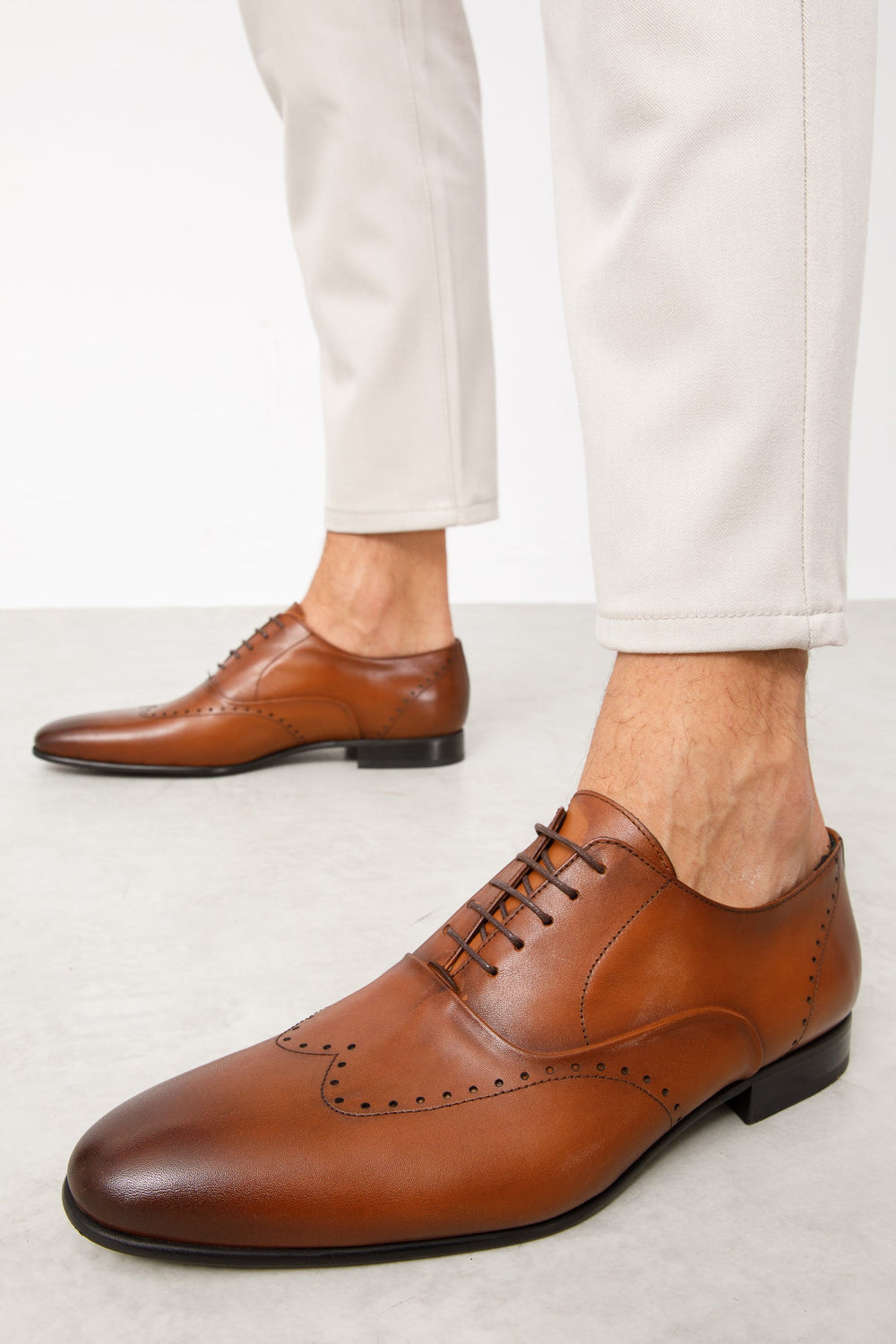 The Roma Tan Leather Wingtip Oxford Shoe All New