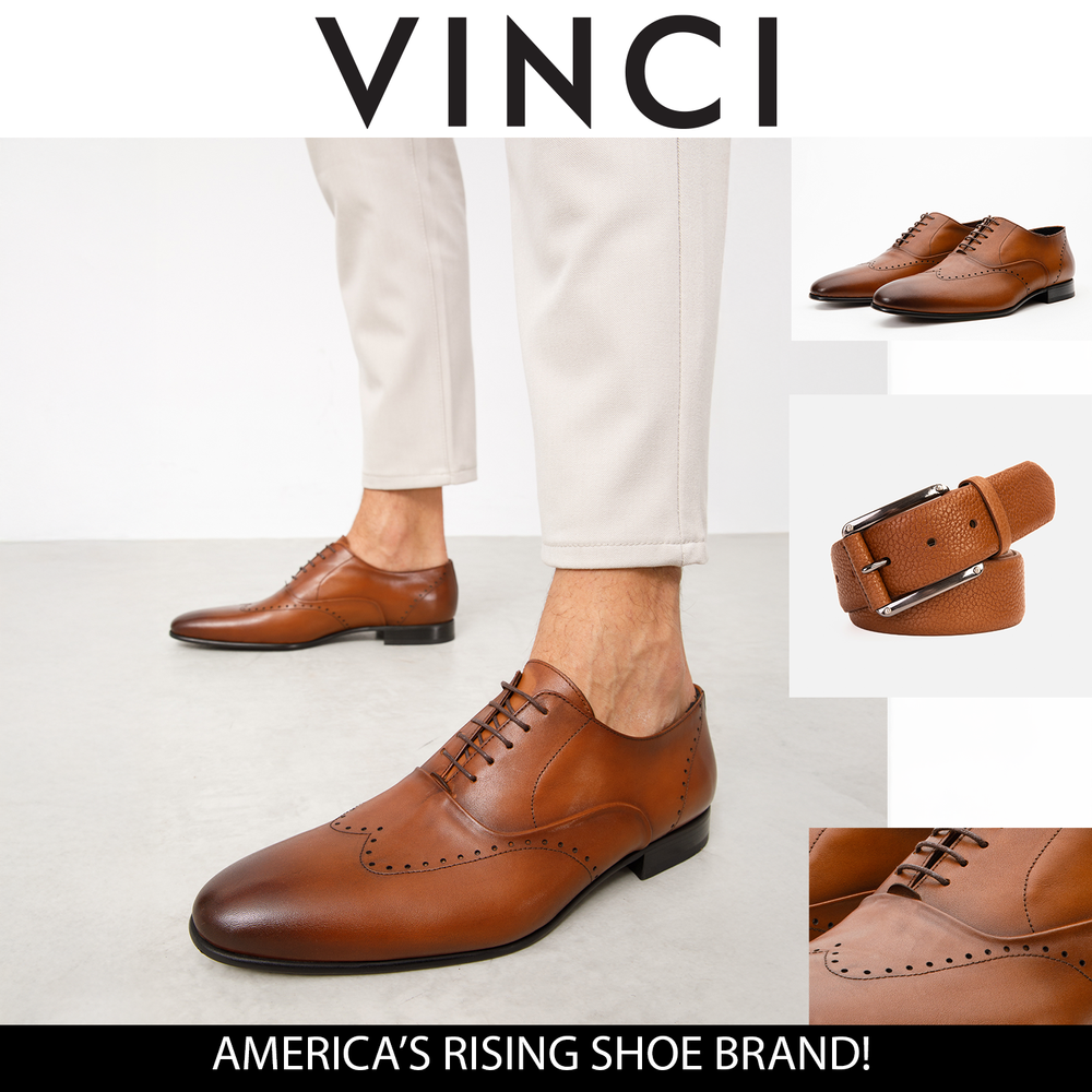 The Roma Tan Leather Wingtip Oxford Shoe All New