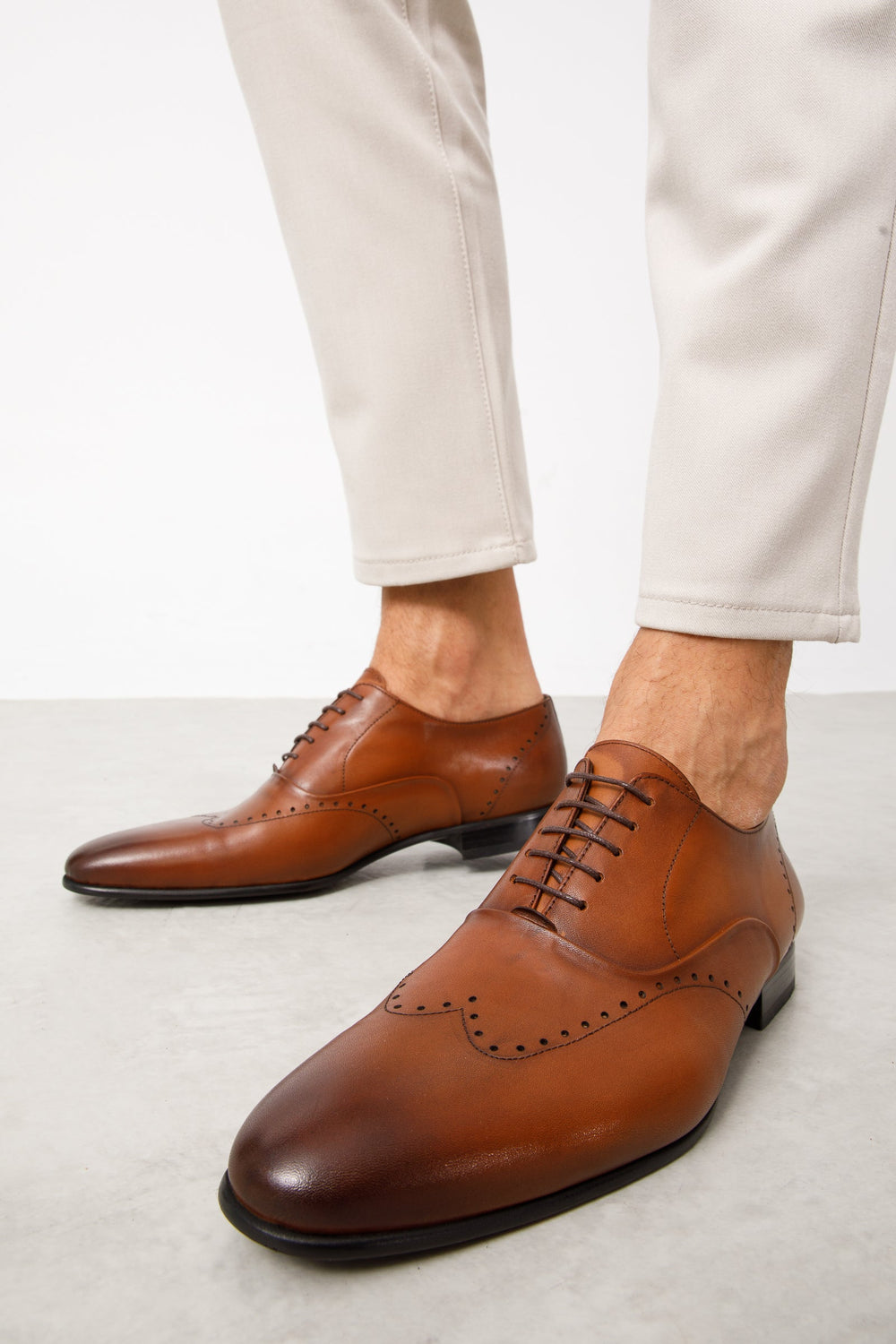 The Roma Tan Leather Wingtip Oxford Shoe All New