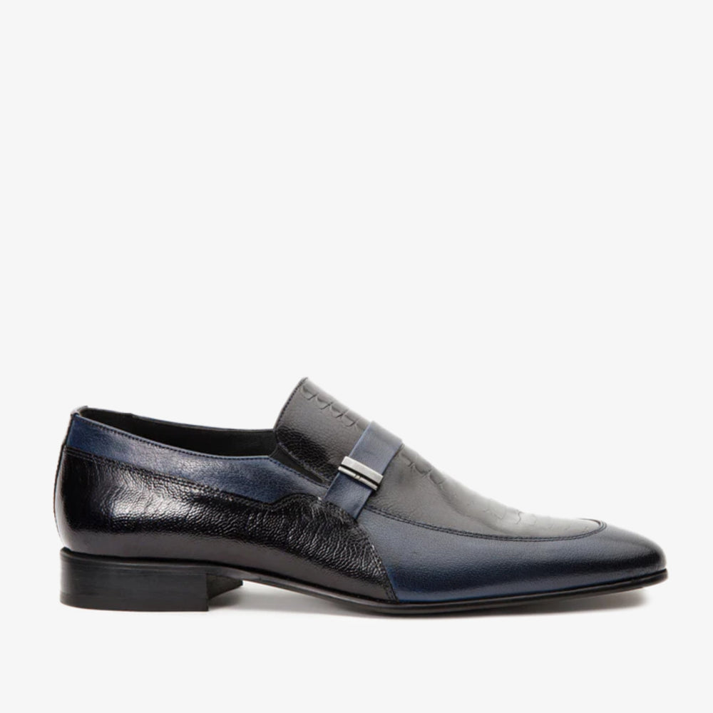The Kazablanka Navy Leather Bit Loafer  Shoe Universal Fit