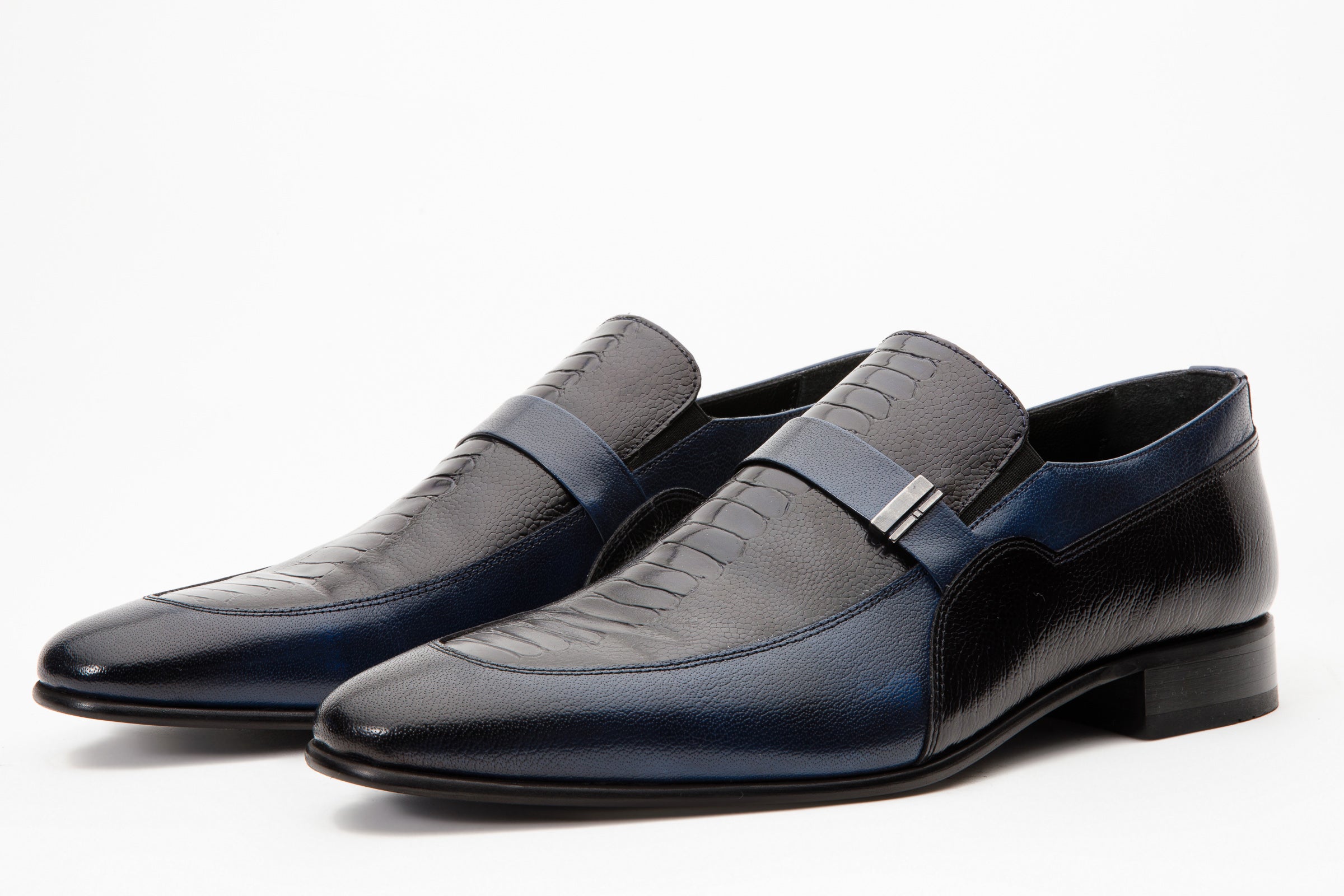 The Kazablanka Navy Leather Bit Loafer  Shoe Universal Fit