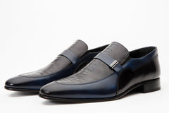 The Kazablanka Navy Leather Bit Loafer  Shoe Universal Fit